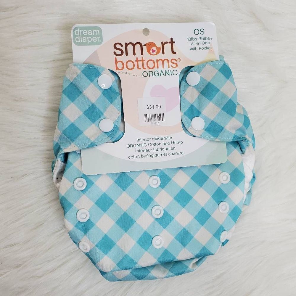 SMART BOTTOMS OS dream cloth diaper in blue Buffalo plaid